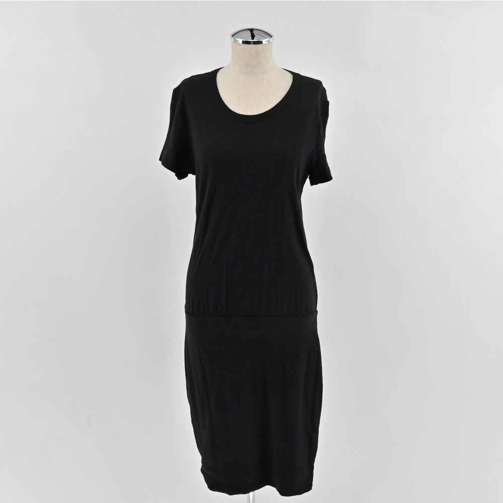 James Perse Short Sleeve Jersey Tee Shirt Dress Womens Size 3 L Black Minimalist